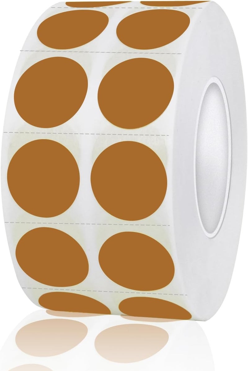 Yeachlaing 1/2 Inch Round Colored Stickers, 2000PCS Permanent Sticky Dots Color Coding Labels with Perforation Line, Brown Sticker Dots - Image 1